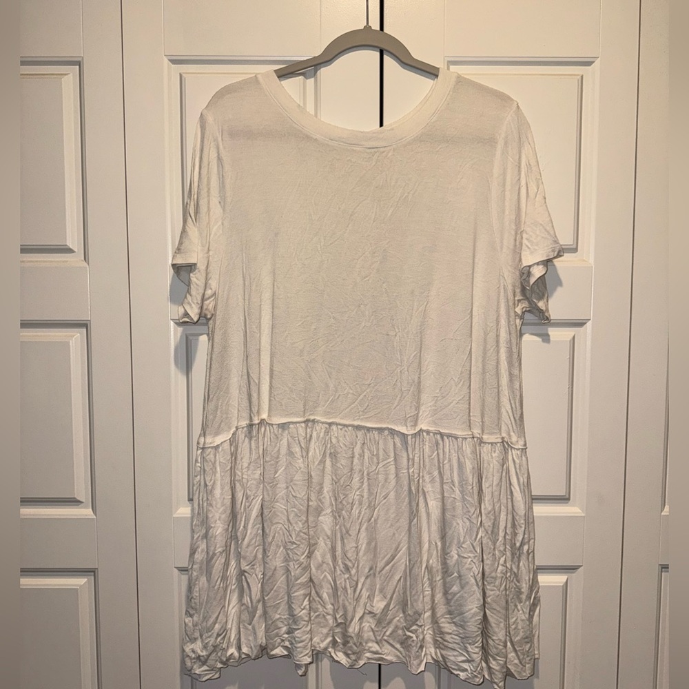 Relaxed White Peplum Tee 3XL
